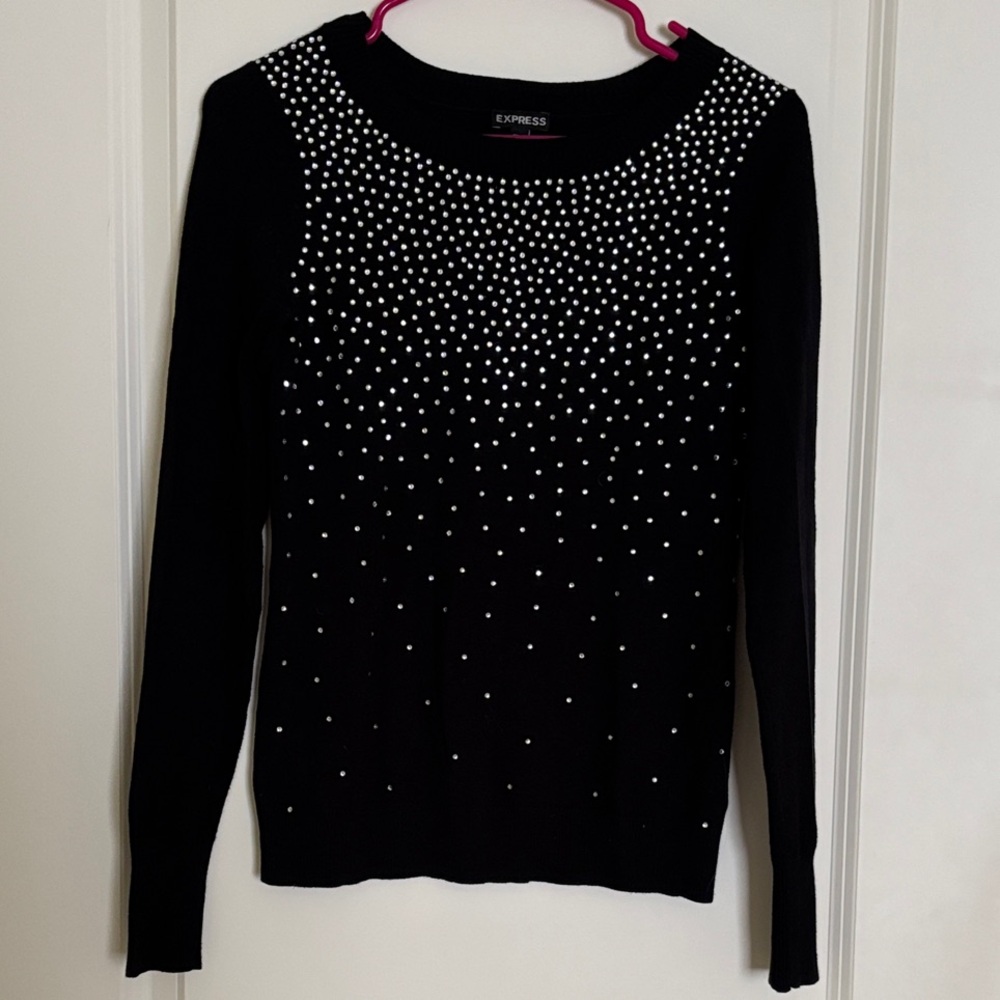 Express Black Sweater with Silver Stud Detailing